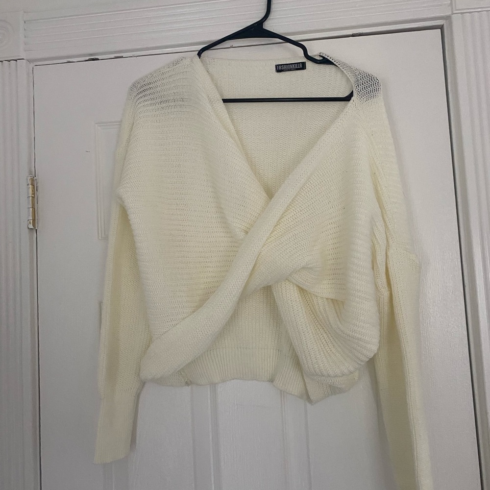 NWOT Cross front Knit Sweater
